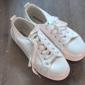 Soda Classic White Lace-Up Sneakers